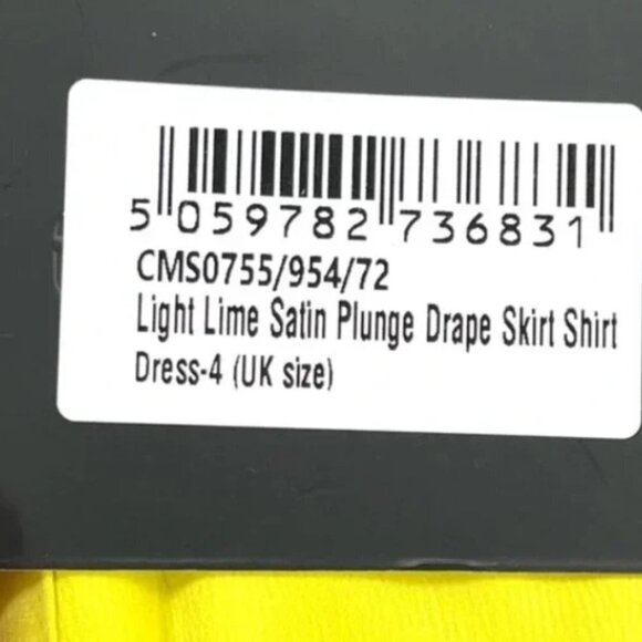 PrettyLittleThing Women's Light Lime Satin Plunge Drape Skirt Shirt Dress - 0 - Picture 6 of 6